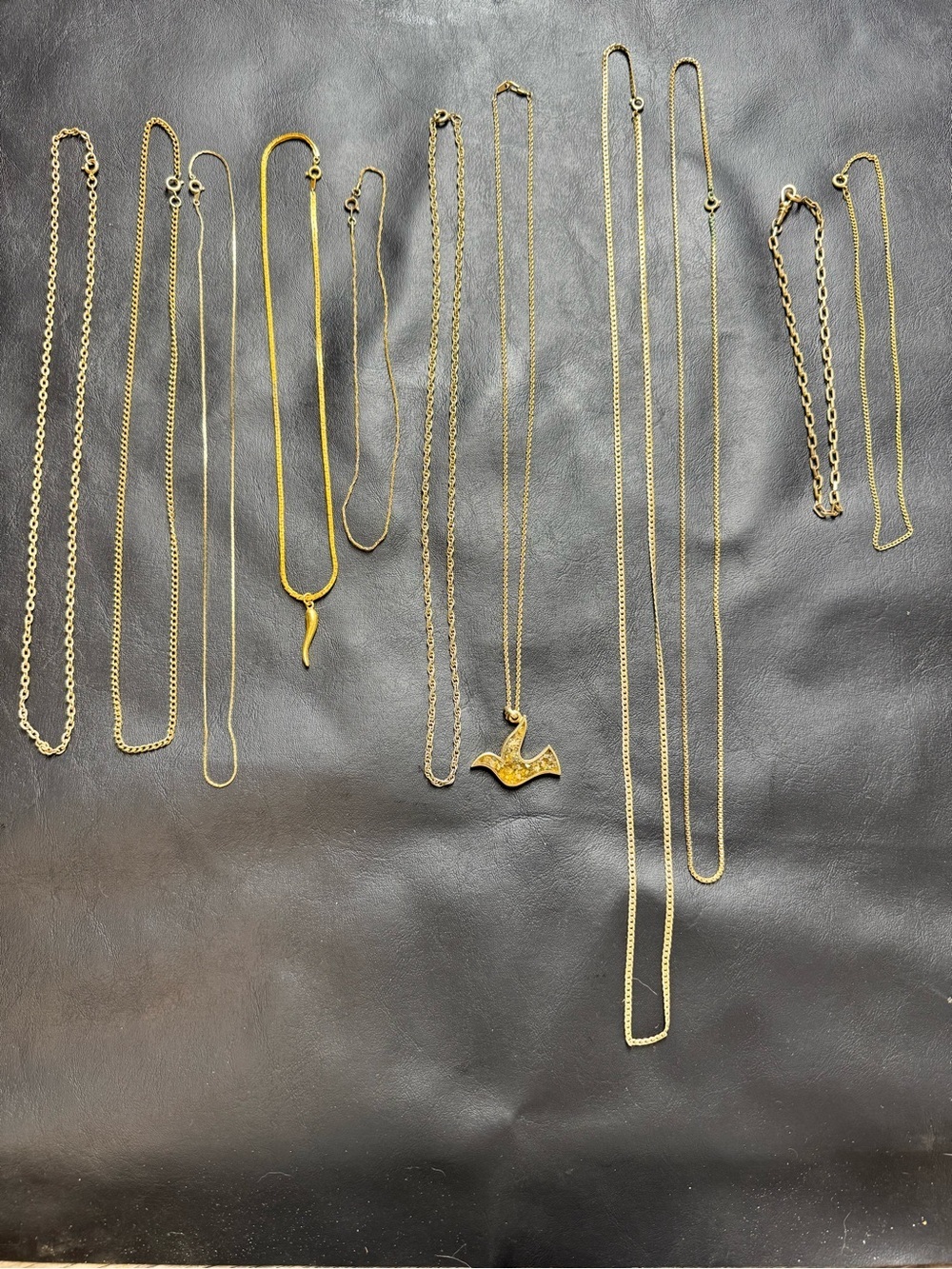 Gold-Tone Women’s Pendant Necklace with Dove and Horn Charms Costume Jewelry